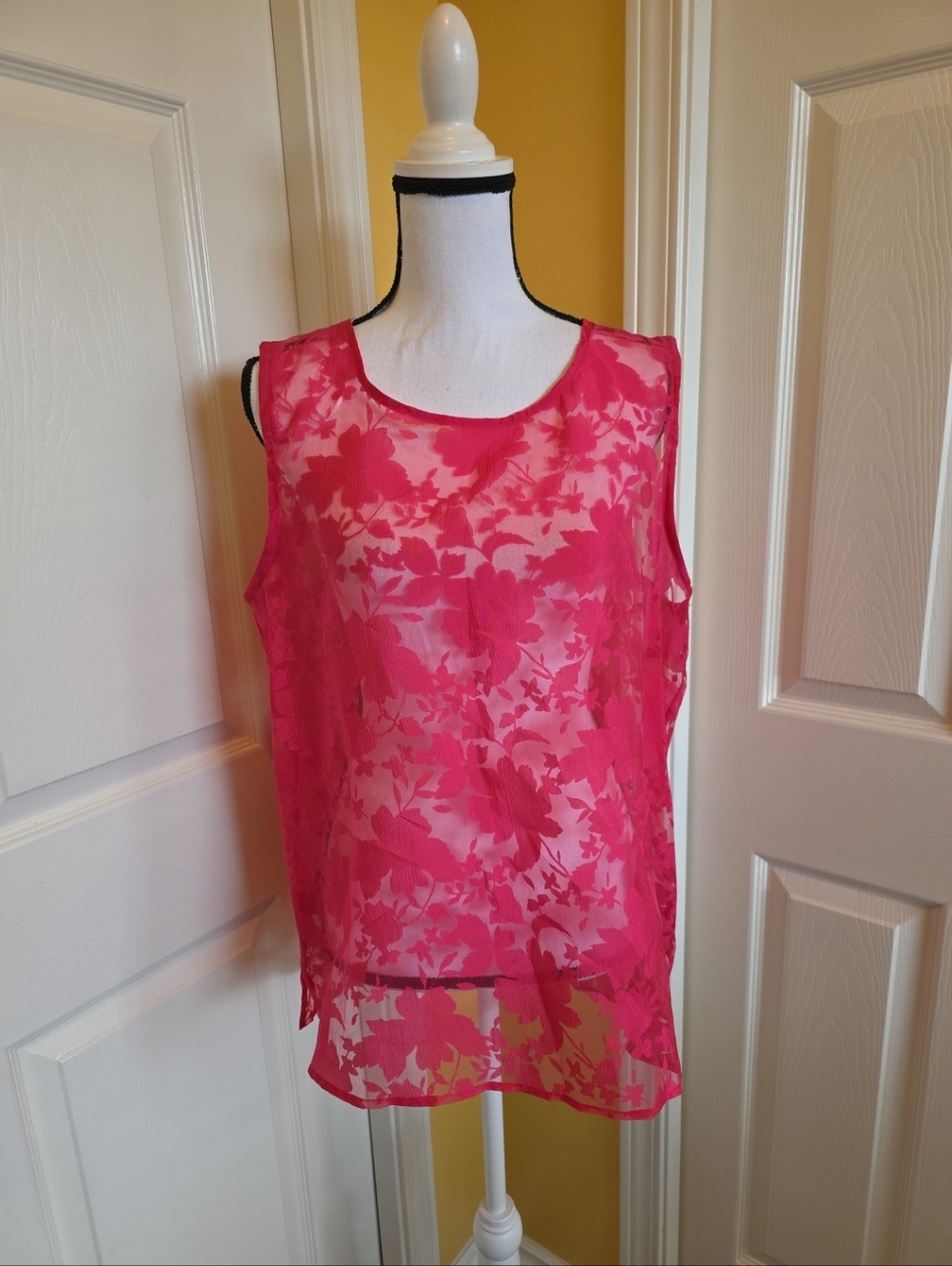 PINK PLEIONE POPOVER ORGANZA TOP, SIZE L, NEW